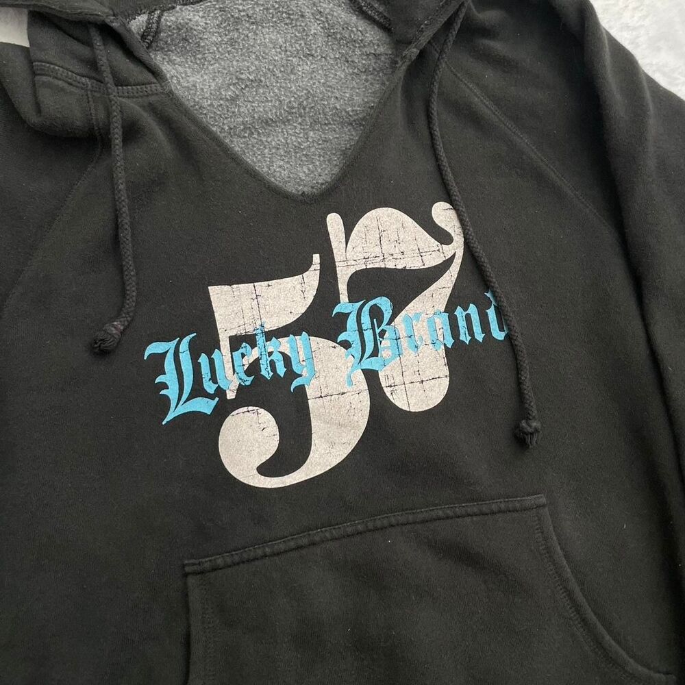 Lucky Brand Vintage Sweatshirt Hoodie Size Large Grunge Punk Skater Vtg 2000s - Picture 2 of 5